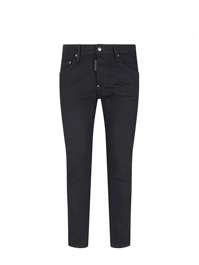 Dsquared2 Cotton Denim Skater Jeans In Black