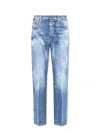 Dsquared2 Cotton Jeans With Suede Logo Patch In Blue