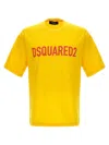 Dsquared2 Crew Neck T-shirt Side Slits In Yellow