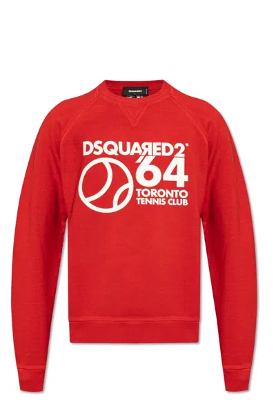 Dsquared2 Toronto Tennis Club Cotton Sweatshirt In Red