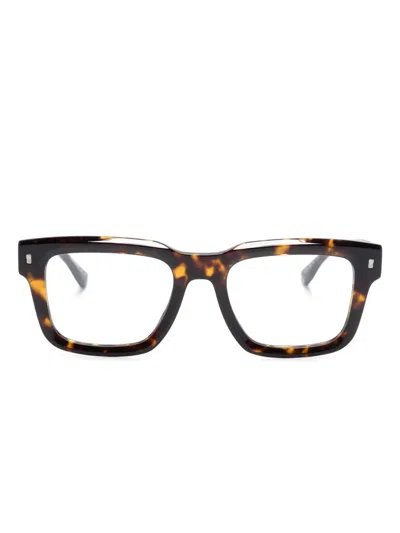 Dsquared2 Tortoiseshell Rectangle-frame Glasses In Brown
