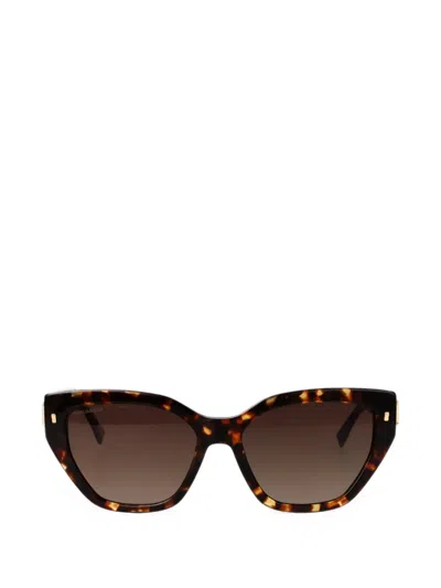 Dsquared2 Tortoiseshell-effect Geometric-frame Sunglasses In Brown