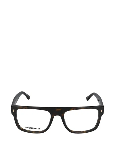Dsquared2 Tortoiseshell-effect Rectangle-frame Glasses In Brown