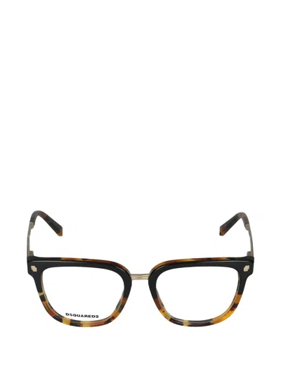 Dsquared2 Tortoiseshell-effect Square-frame Glasses In Brown