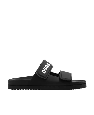 Dsquared2 Touch-strap Calf-leather Sandals In Black