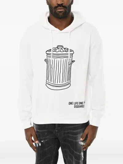 Dsquared2 Trash-print Hoodie In White