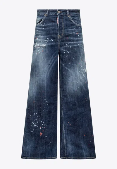 DSQUARED2 TRAVELER PAINT SPLATTER WIDE-LEG JEANS