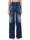 Dsquared2 Wide Leg Denim Traveller Jeans In Blue