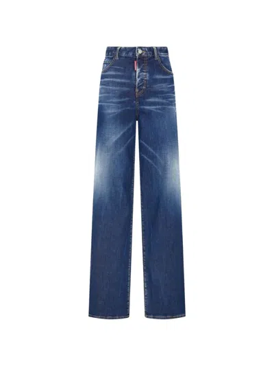Dsquared2 Dsquared Wide Leg Traveler Jeans In Blue