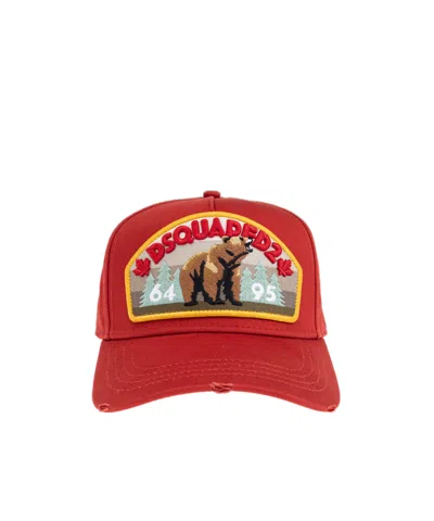 Dsquared2 Tree Pattern Baseball Cap In Red