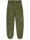 Dsquared2 Logo Patch Distressed Cargo Pants In Green