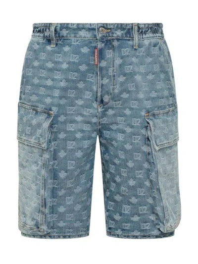 Dsquared2 Utilitarian Mini Shorts With Pocket In Blue