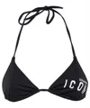 Dsquared2 Maxi-logo Triangle Bikini Top In Black