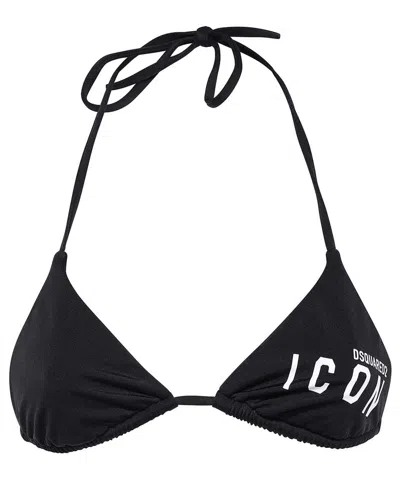 Dsquared2 Logo-print Bikini Top In Black