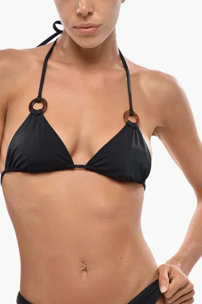 Dsquared2 Triangle Bikini Top With Logo Rings In Black