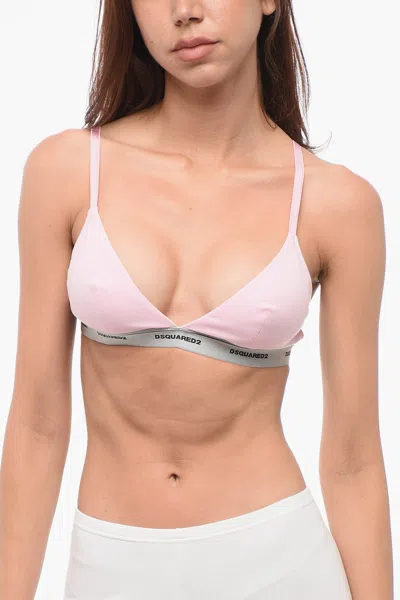 Dsquared2 Triangle Bra With Logo Elastic In Pink