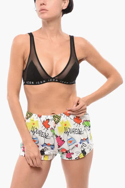 Dsquared2 Triangle Bra With See-through Details In Black