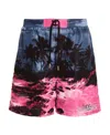 Dsquared2 Multicolor Logo Print Swim Trunks In Black