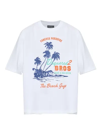 Dsquared2 Tropical-print T-shirt In White