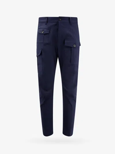 Dsquared2 Logo Plaque Cargo Pants In Blue
