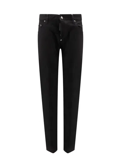 Dsquared2 Cotton Trouser With Back Logo Patch In Black