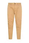 Dsquared2 Tailored Beige Trousers With Soft Cotton-elastan Blend In Beige