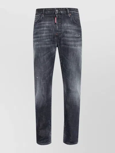 Dsquared2 Trousers Belt Loops Distressed Faded Five Pockets In Blue