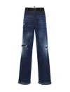 Dsquared2 Tuxedo Wide-leg Denim Trousers Silhouette In Blue