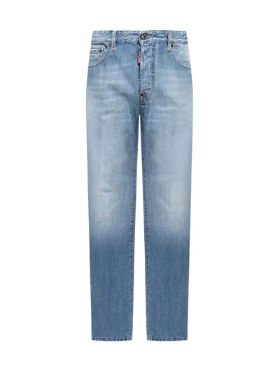 Dsquared2 Straight Leg Trousers With Belt Loops In Blue