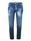 Dsquared2 Distressed Blue Denim Jeans With Concealed Fly In Blue