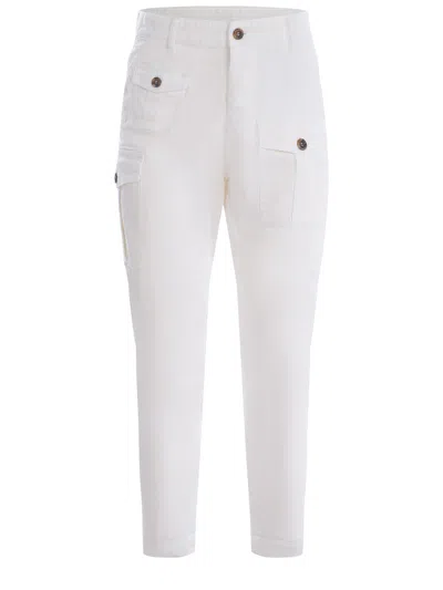 Dsquared2 Sexy Cargo Stretch Cotton Pants In White