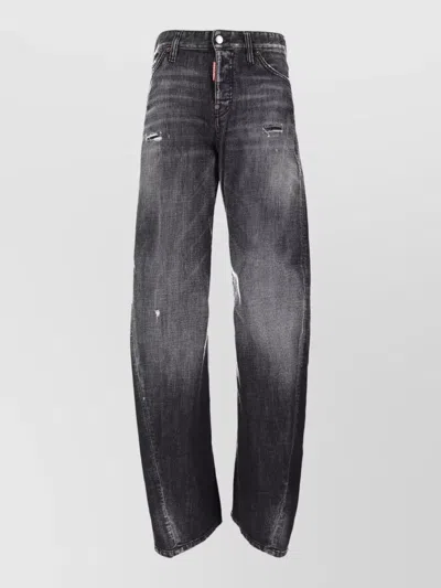 Dsquared2 Trousers Five Pockets Belt Loops Distressed In Black