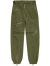 Dsquared2 Logo Patch Distressed Cargo Pants In Green