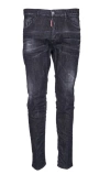 Dsquared2 Easy Black Wash Tidy Biker Black Stretch Cotton Denim Jeans In Multicolor