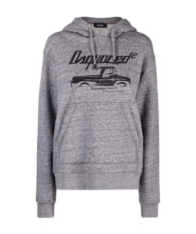Dsquared2 Logo Cotton Jersey Hoodie In Grey