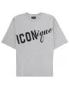 Dsquared2 Cotton Oversize T Shirt Short Sleeves Crew Neck In Gray