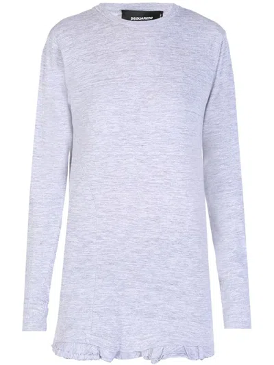 Dsquared2 Oversize Ruffled Hem T-shirt In White