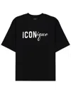 Dsquared2 Black T-shirt Iconique Loose Fit With Round Neck And Logo Print On The Front In Mens Cotton In Black