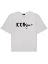 Dsquared2 Men White Crew Neck T-shirt With Raised Collar And Maxi Logo On The Front In Cotton Man In White