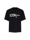 Dsquared2 Black T-shirt Iconique Loose Fit With Round Neck And Logo Print On The Front In Mens Cotton In Black