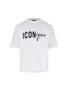Dsquared2 Men White Crew Neck T-shirt With Raised Collar And Maxi Logo On The Front In Cotton Man In White