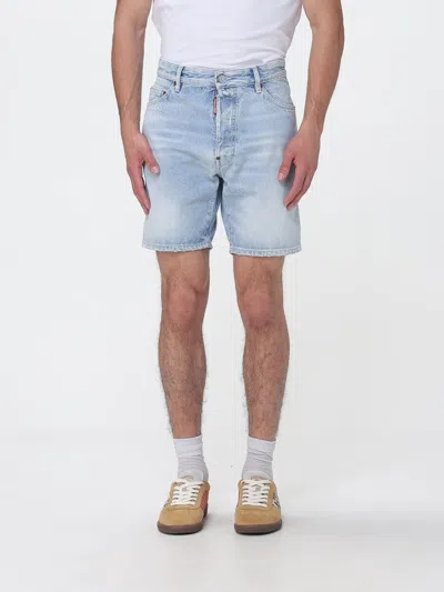 Dsquared2 Faded Denim Shorts In Blue