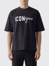 Dsquared2 Black T-shirt Iconique Loose Fit With Round Neck And Logo Print On The Front In Mens Cotton In Black