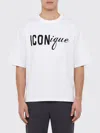 Dsquared2 Men White Crew Neck T-shirt With Raised Collar And Maxi Logo On The Front In Cotton Man In White