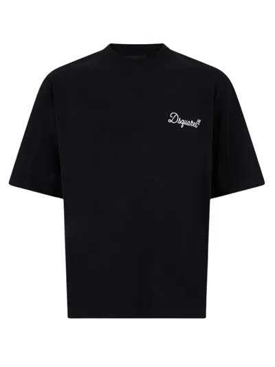 Dsquared2 Logo Signature Loose Cotton T-shirt In Black