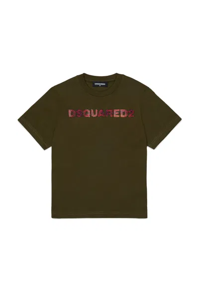 Dsquared2 Kids Slouch Fit Logo T-shirt In Green
