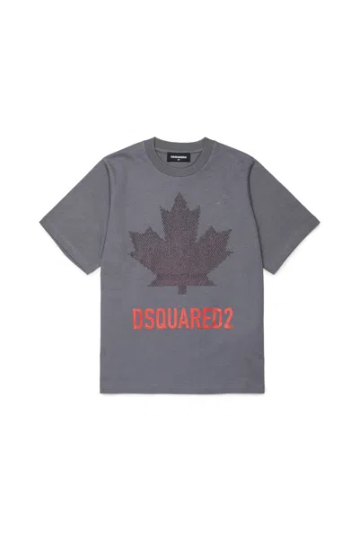 Dsquared2 Embellished Logo-print T-shirt In Gray
