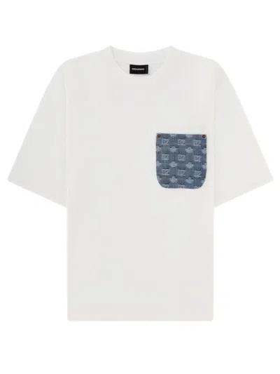 Dsquared2 Dsquared Men T-shirt With Logo Pocket In White