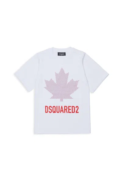 Dsquared2 Rhinestone-embellished Logo-print T-shirt In White