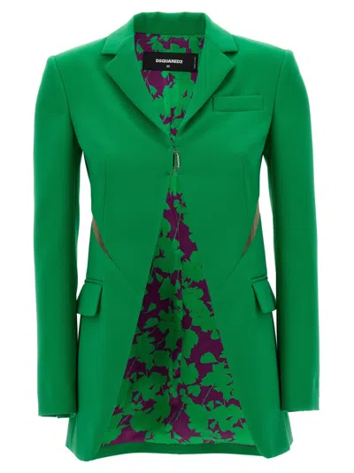 Dsquared2 Tulle Insert Blazer Jacket In Green